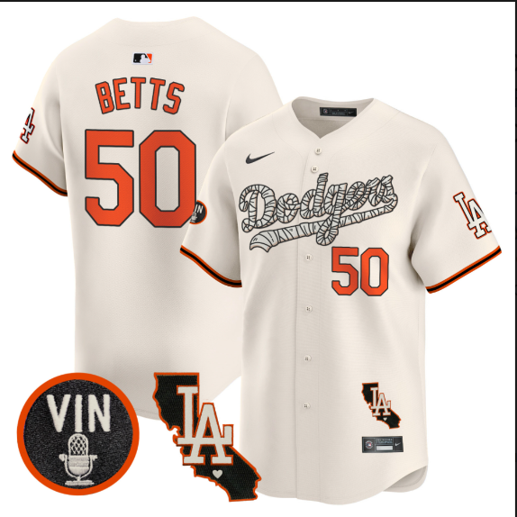 Men Los Angeles Dodgers #50 Betts 2025 cream Limited Stitched Jersey